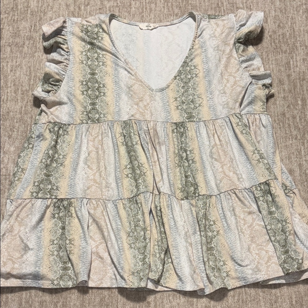Entro Multicolor Ruffle Sleeve Blouse